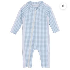 Sunsuit - Long Sleeve Romper Swimsuit | "Blue Gingham"